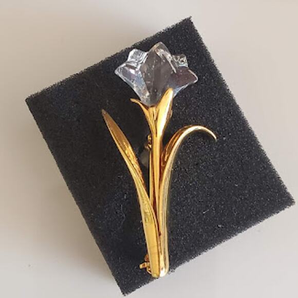 Vintage Swarovski‎ Crystal Memories Mini Lily Flower Brooch 90's Swan Signed - Picture 1 of 5